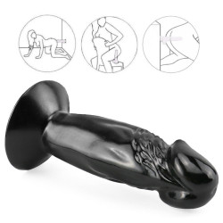 short 4 inch  black realistic suction cup dildo