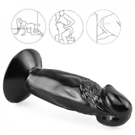 short 4 inch  black realistic suction cup dildo