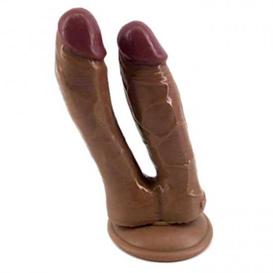 silicone double dildo brown sex toy