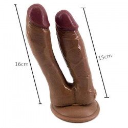 silicone double dildo brown sex toy