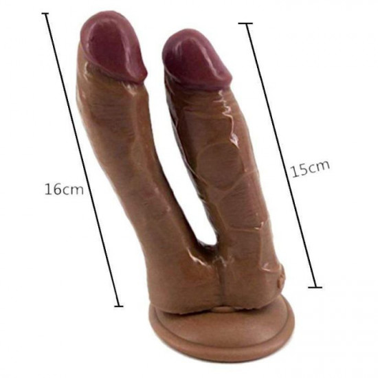 silicone double dildo brown sex toy