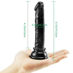 6 inch small black slim dildo