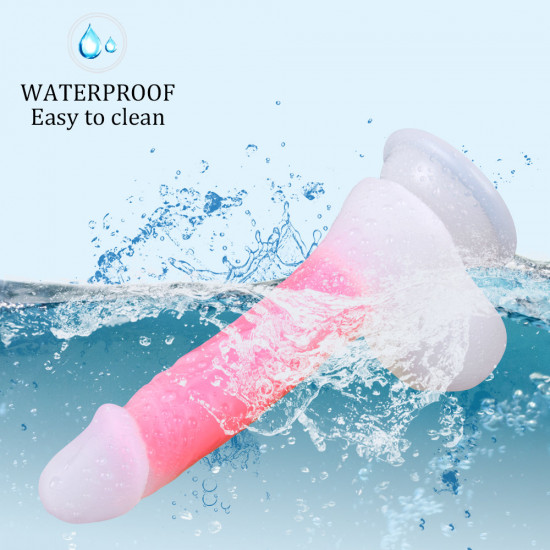 white and pink silicone 7 inch jelly dildo